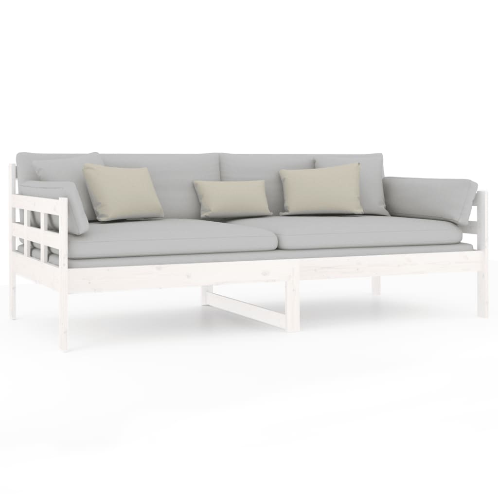 White Solid Pine Wood Day Bed Frame 90x190cm - No Mattress