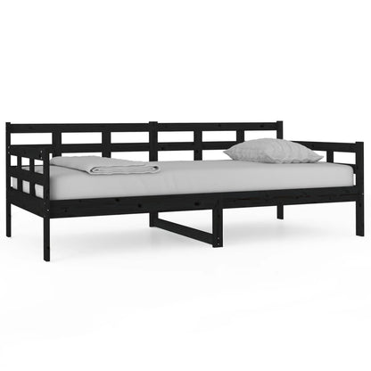 Black Solid Pine Wood Day Bed 90x190 cm - Without Mattress