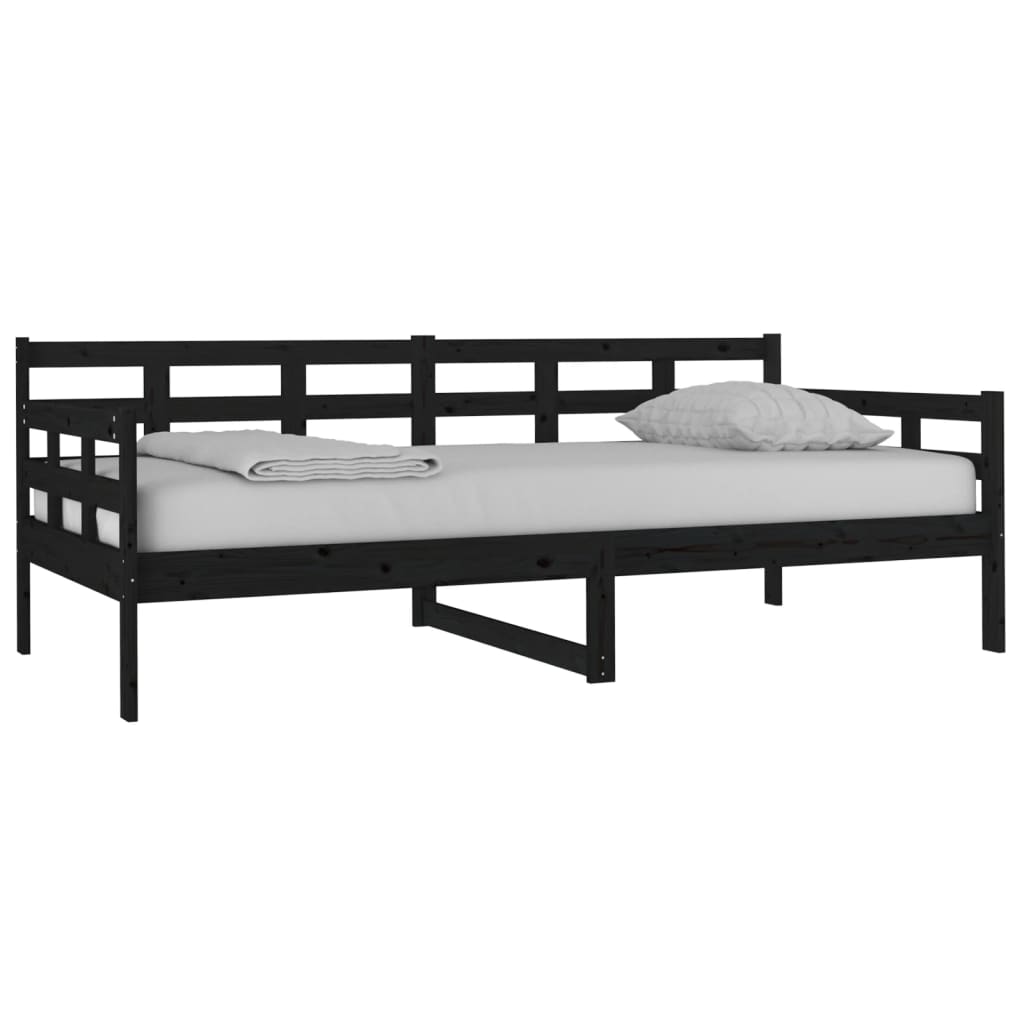Black Solid Pine Wood Day Bed 90x190 cm - Without Mattress