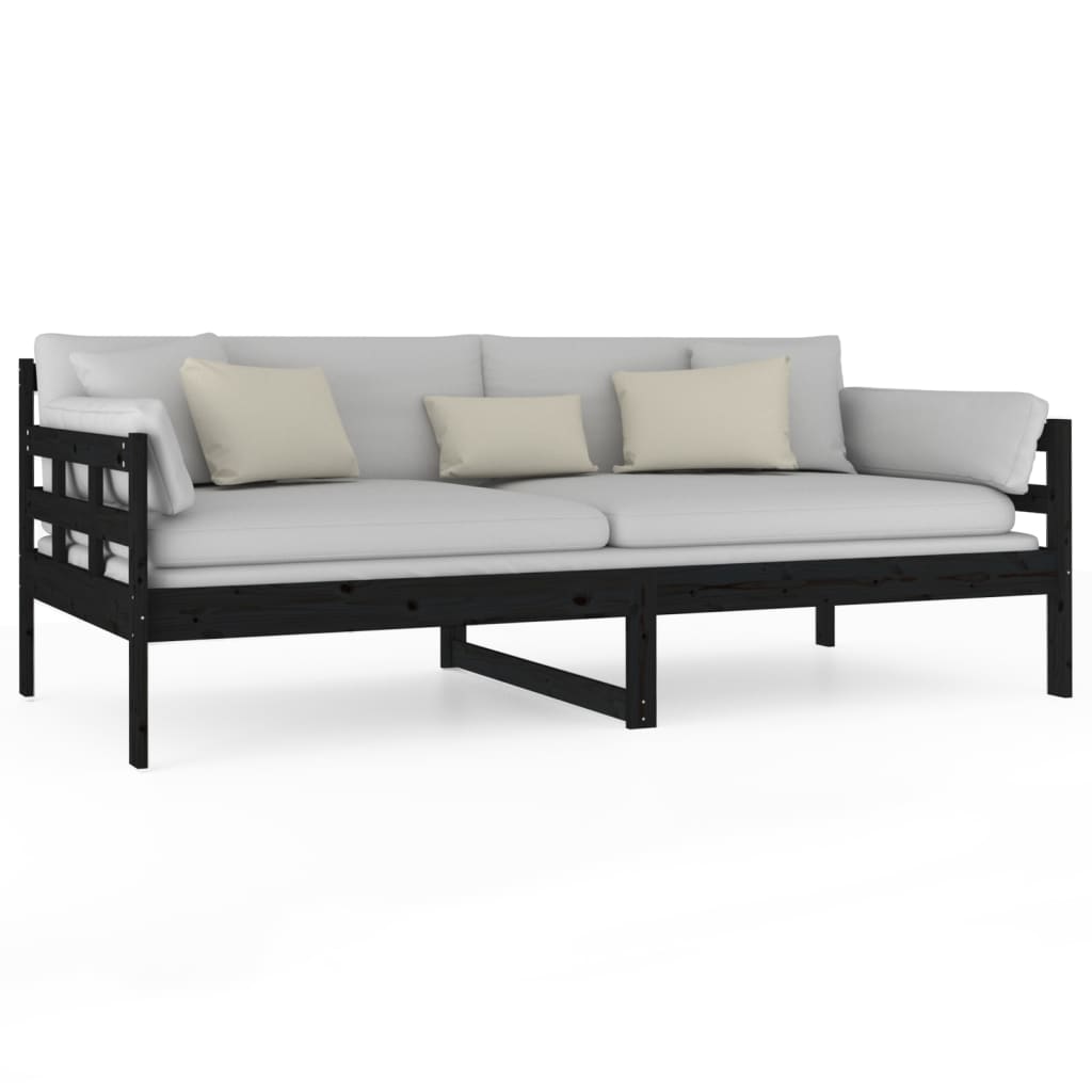 Black Solid Pine Wood Day Bed 90x190 cm - Without Mattress