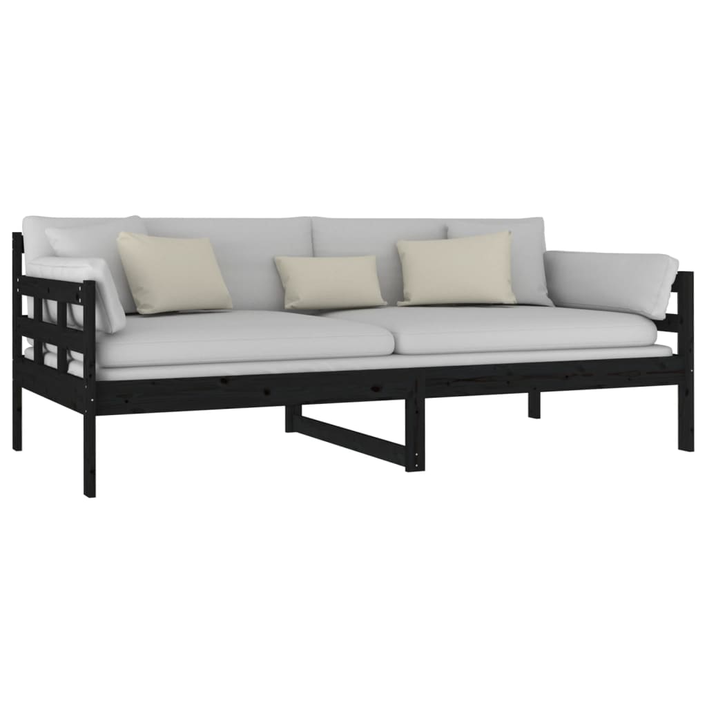 Black Solid Pine Wood Day Bed 90x190 cm - Without Mattress