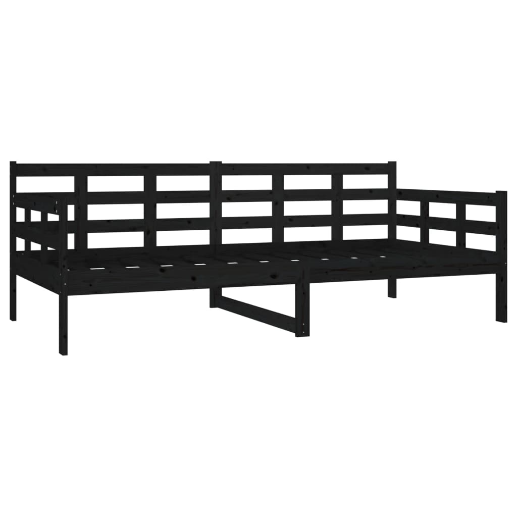 Black Solid Pine Wood Day Bed 90x190 cm - Without Mattress
