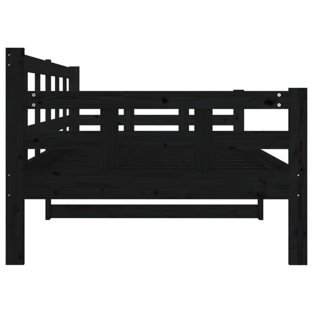 Black Solid Pine Wood Day Bed 90x190 cm - Without Mattress