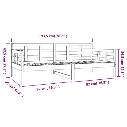 Black Solid Pine Wood Day Bed 90x190 cm - Without Mattress