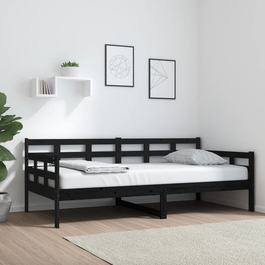 Black Solid Pine Wood Day Bed 90x190 cm - Without Mattress