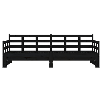 Black Metal Pull-Out Day Bed Frame - 2x(90x190) cm, No Mattress