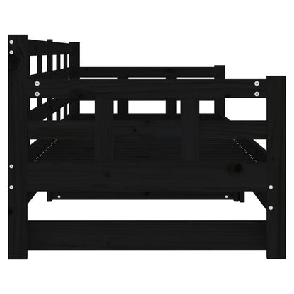 Black Metal Pull-Out Day Bed Frame - 2x(90x190) cm, No Mattress