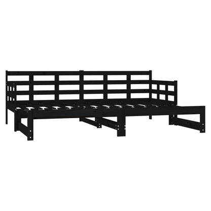 Black Metal Pull-Out Day Bed Frame - 2x(90x190) cm, No Mattress