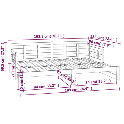 Black Metal Pull-Out Day Bed Frame - 2x(90x190) cm, No Mattress