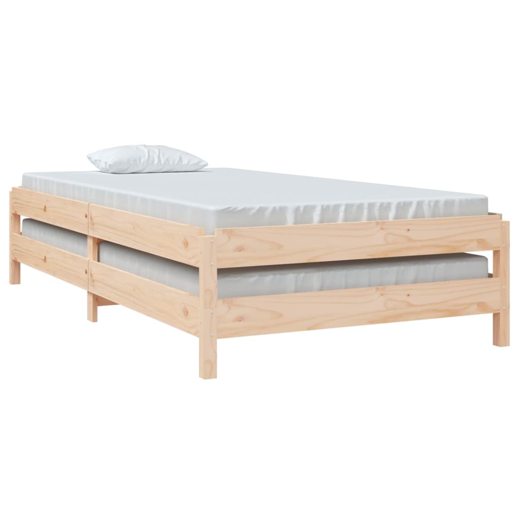Solid Pine Stack Bed 100x200 cm - No Mattress Included