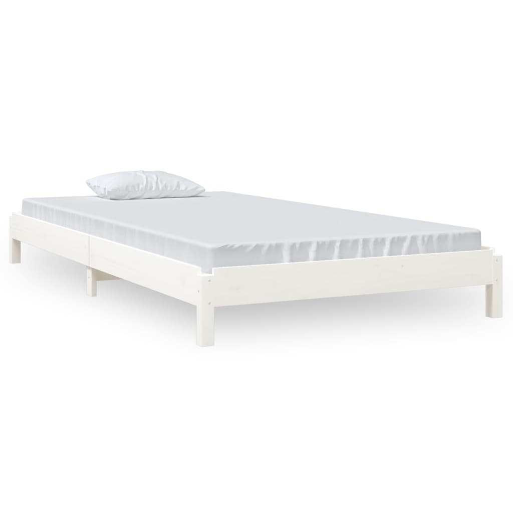 Solid Pine White Stack Bed Frame 100x200 cm - No Mattress Included