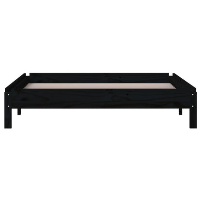 Solid Pine Stack Bed 100x200 cm - Black, No Mattress Included