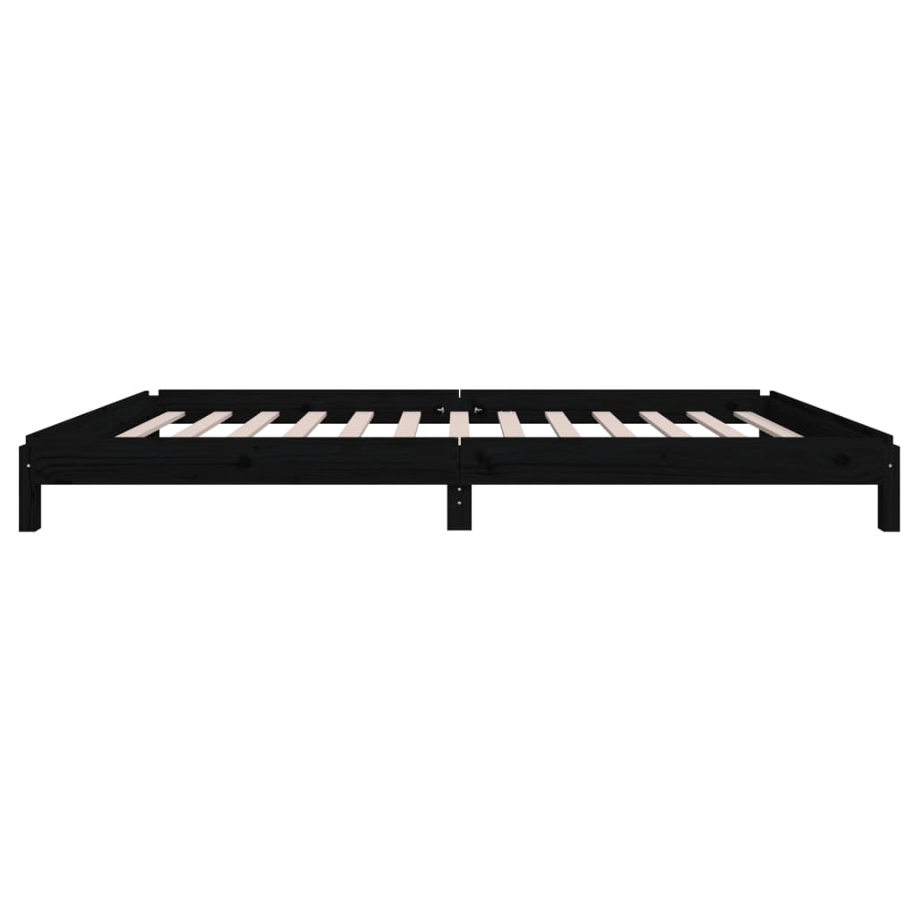 Solid Pine Stack Bed 100x200 cm - Black, No Mattress Included