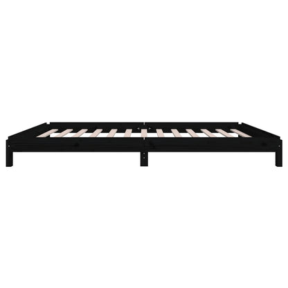 Solid Pine Stack Bed 100x200 cm - Black, No Mattress Included