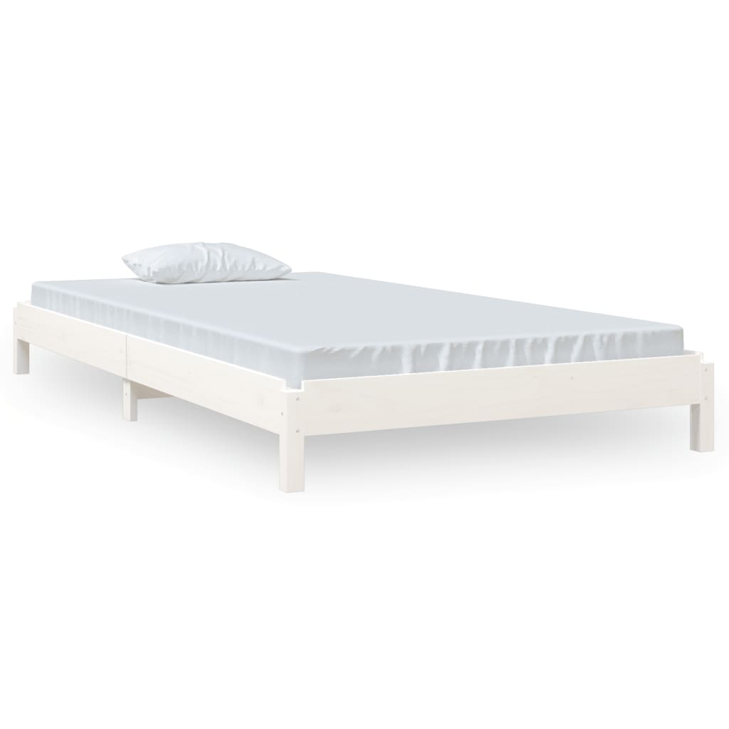 White Solid Pine Wood Stack Bed Frame 80x200 cm - No Mattress Included