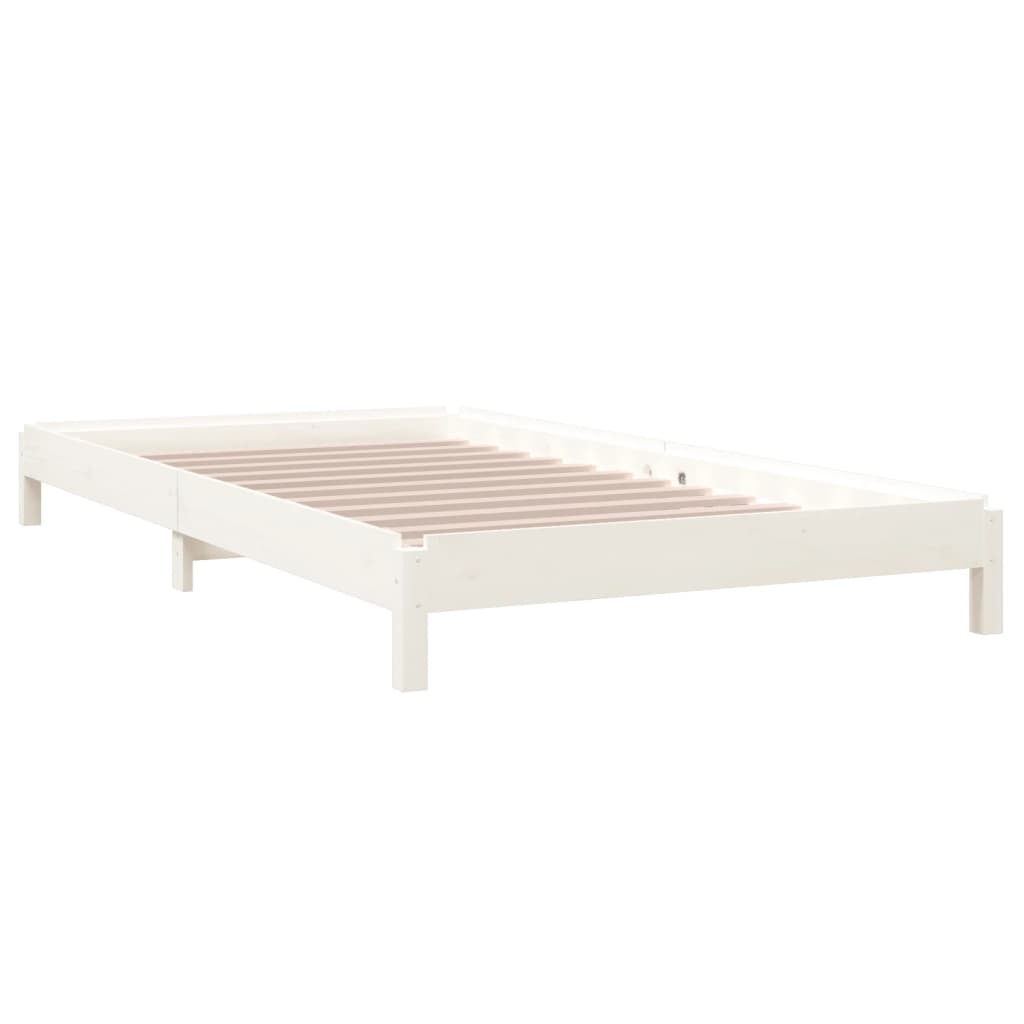 White Solid Pine Wood Stack Bed Frame 80x200 cm - No Mattress Included