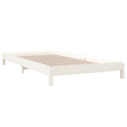 White Solid Pine Wood Stack Bed Frame 80x200 cm - No Mattress Included