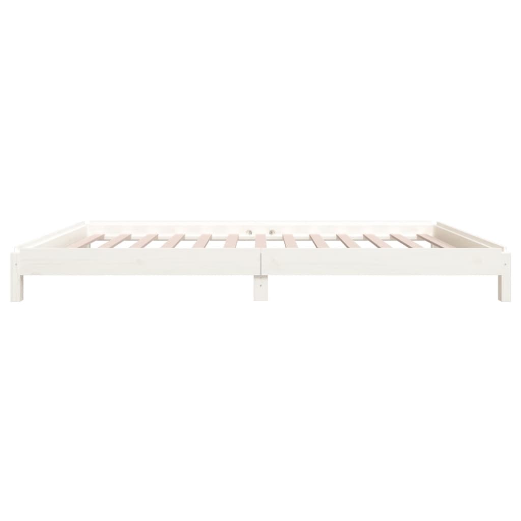 White Solid Pine Wood Stack Bed Frame 80x200 cm - No Mattress Included