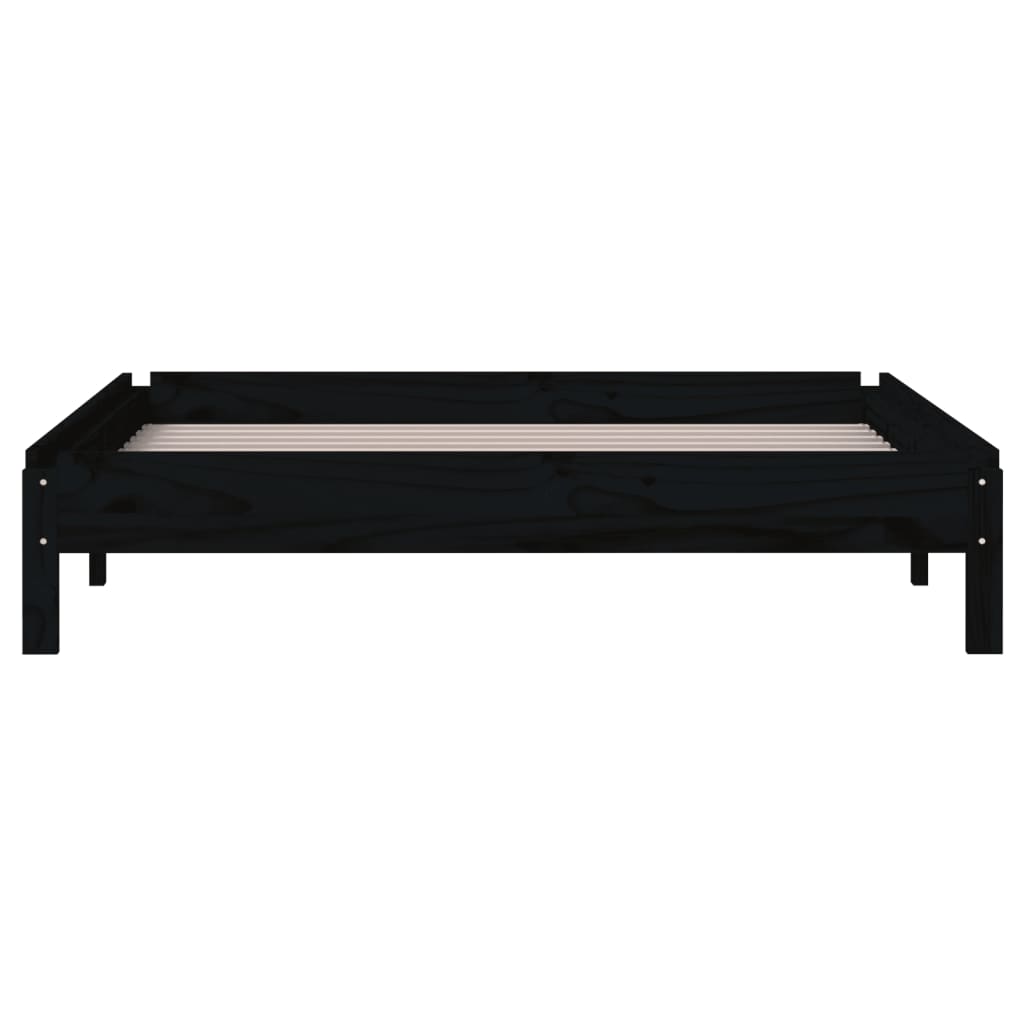 Black Solid Pine Stack Bed Frame 80x200 cm - No Mattress Included