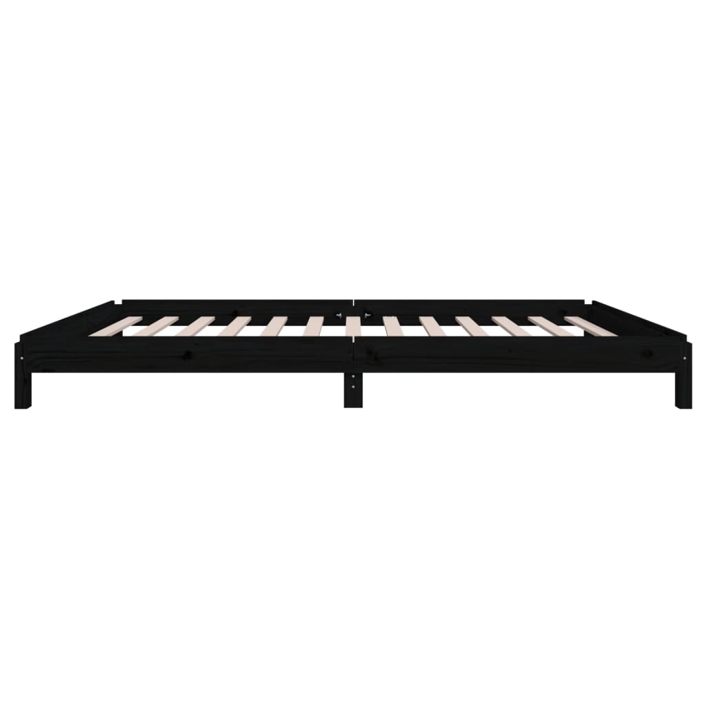 Black Solid Pine Stack Bed Frame 80x200 cm - No Mattress Included