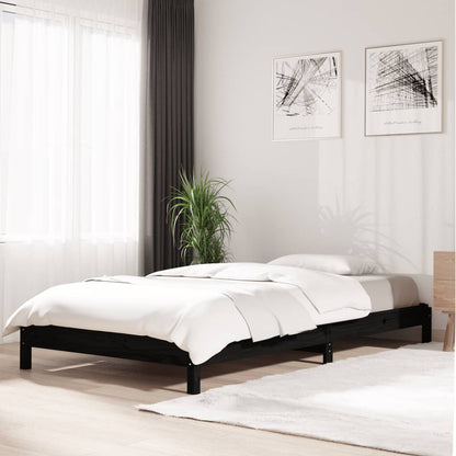 Black Solid Pine Stack Bed Frame 80x200 cm - No Mattress Included