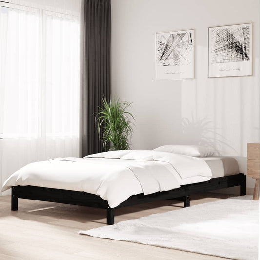 Black Solid Pine Stack Bed Frame 80x200 cm - No Mattress Included