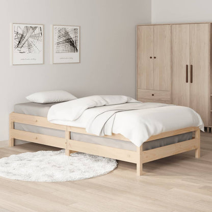 Solid Pine Stack Bed 90x190 cm - Single Frame Only, No Mattress