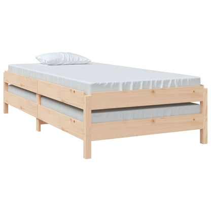Solid Pine Stack Bed 90x190 cm - Single Frame Only, No Mattress