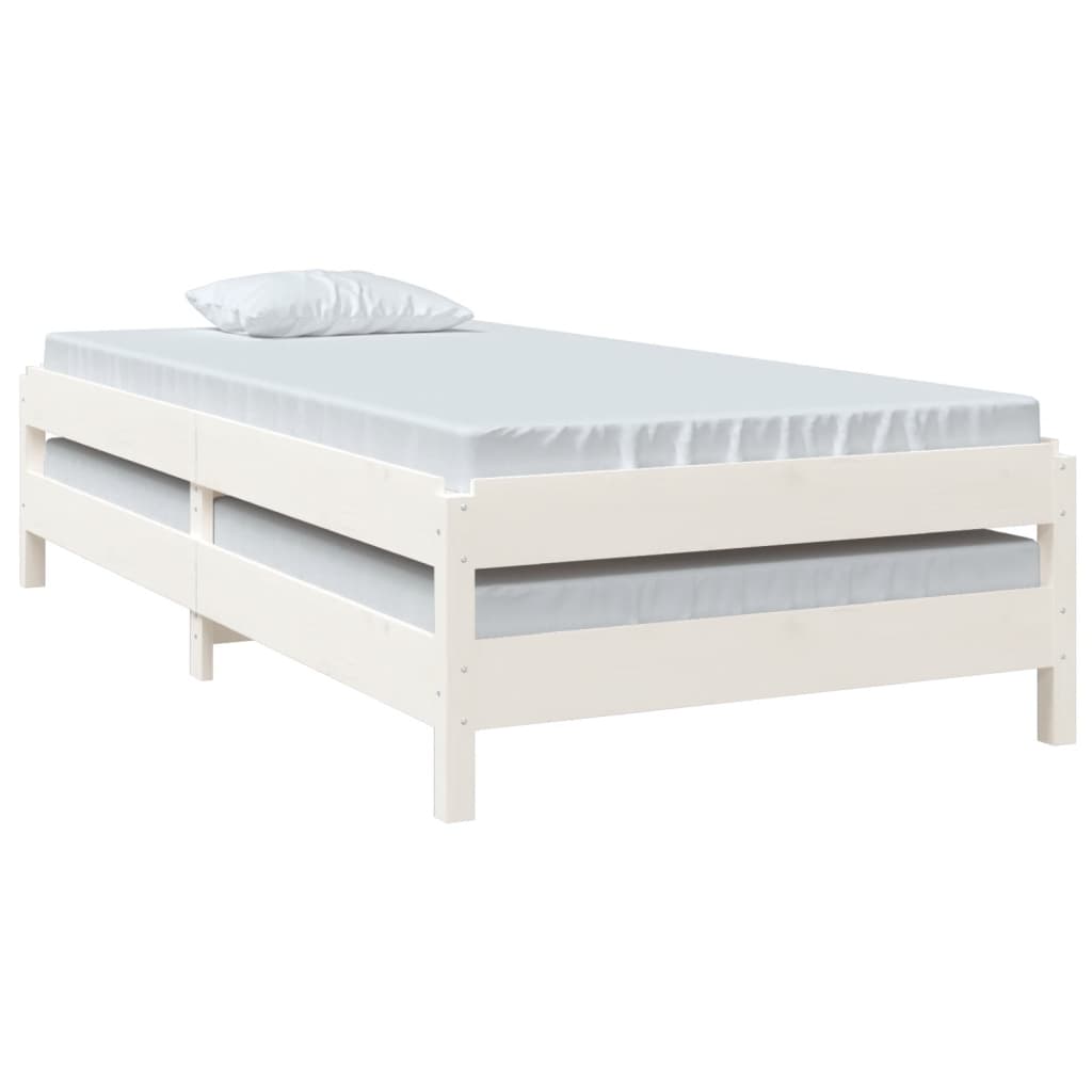 Solid Wood Stack Bed - White Pine 90x190cm, No Mattress Included