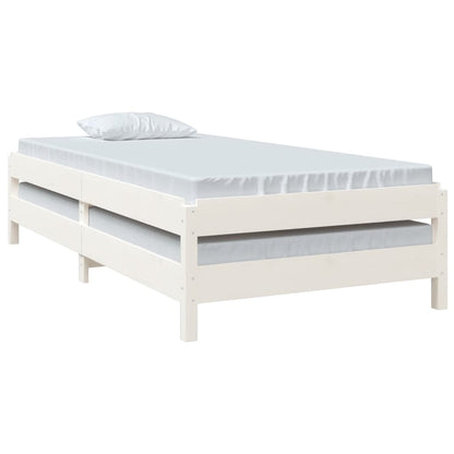 Solid Wood Stack Bed - White Pine 90x190cm, No Mattress Included