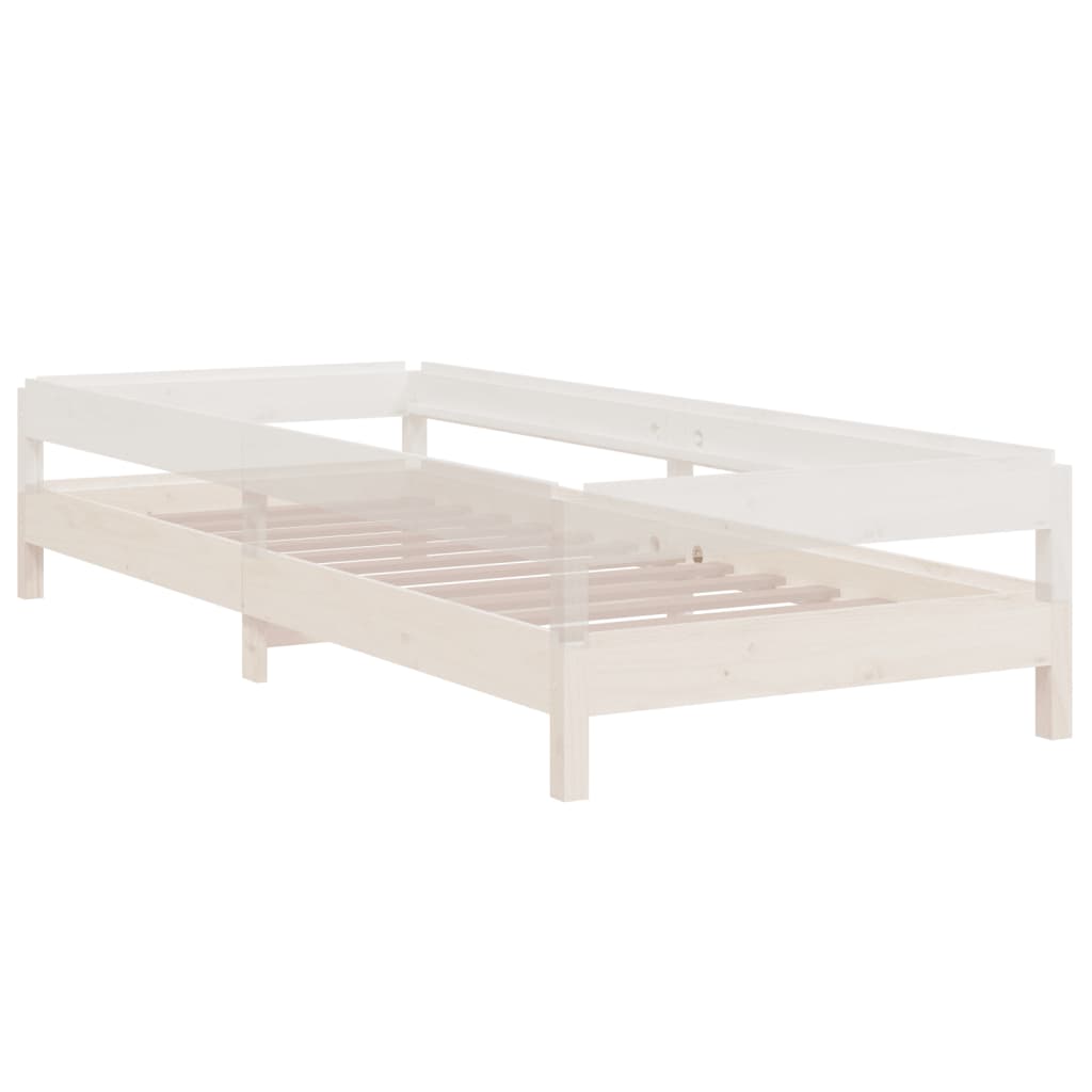 Solid Wood Stack Bed - White Pine 90x190cm, No Mattress Included