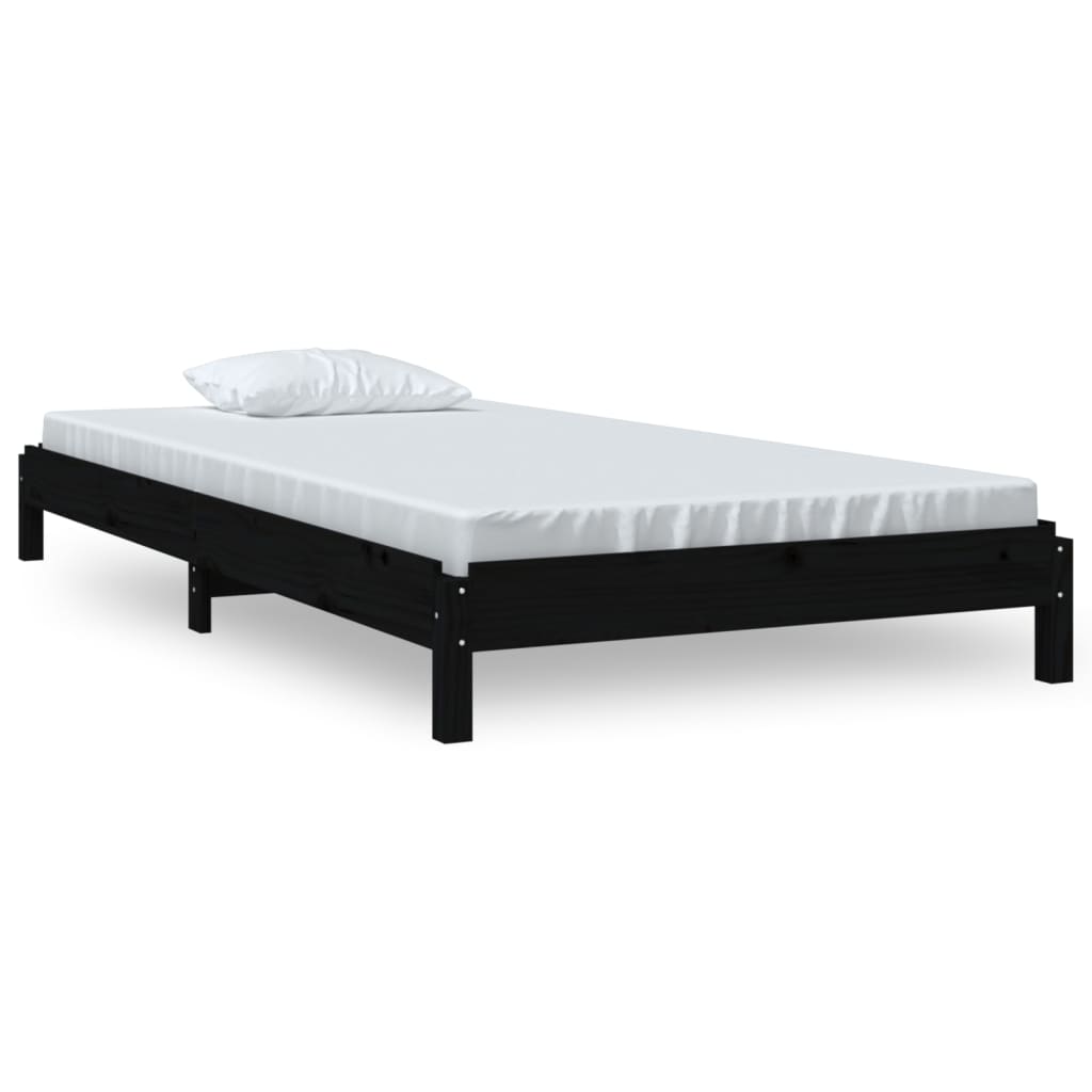 Solid Black Pine Stack Bed Frame 75x190 cm - Small Single
