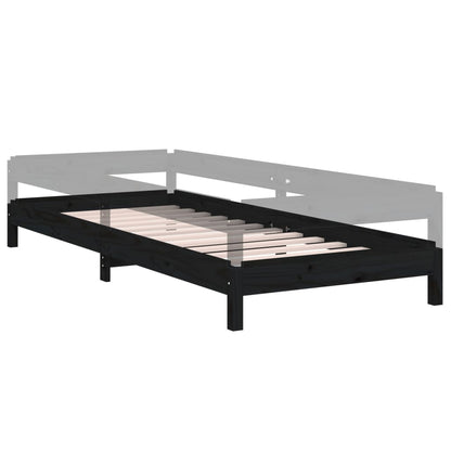 Solid Black Pine Stack Bed Frame 75x190 cm - Small Single