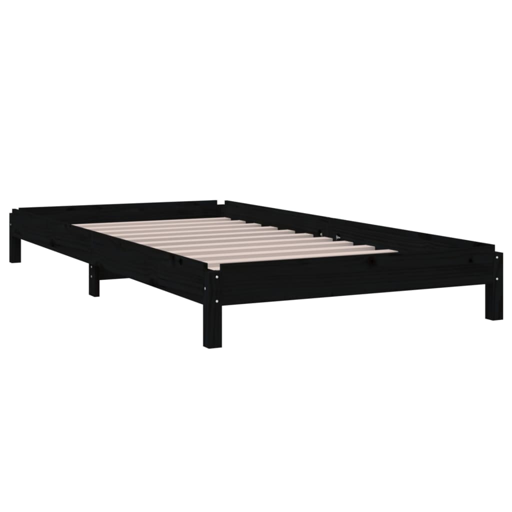 Solid Black Pine Stack Bed Frame 75x190 cm - Small Single
