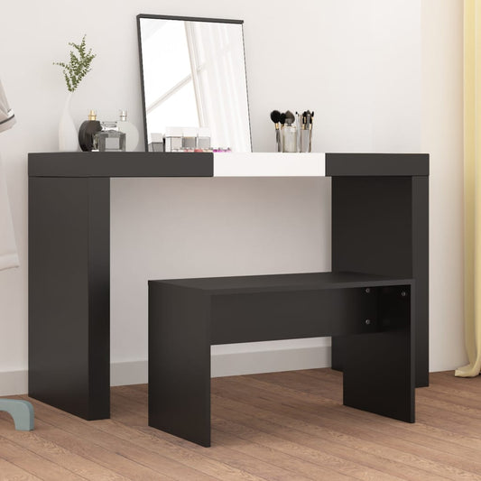 Sleek Black Dressing Stool - Engineered Wood 70x35x45 cm