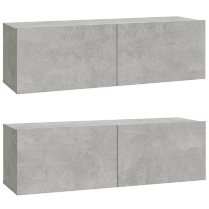 Wall TV Cabinets 2 pcs Concrete Grey 100x30x30 cm Engineered Wood