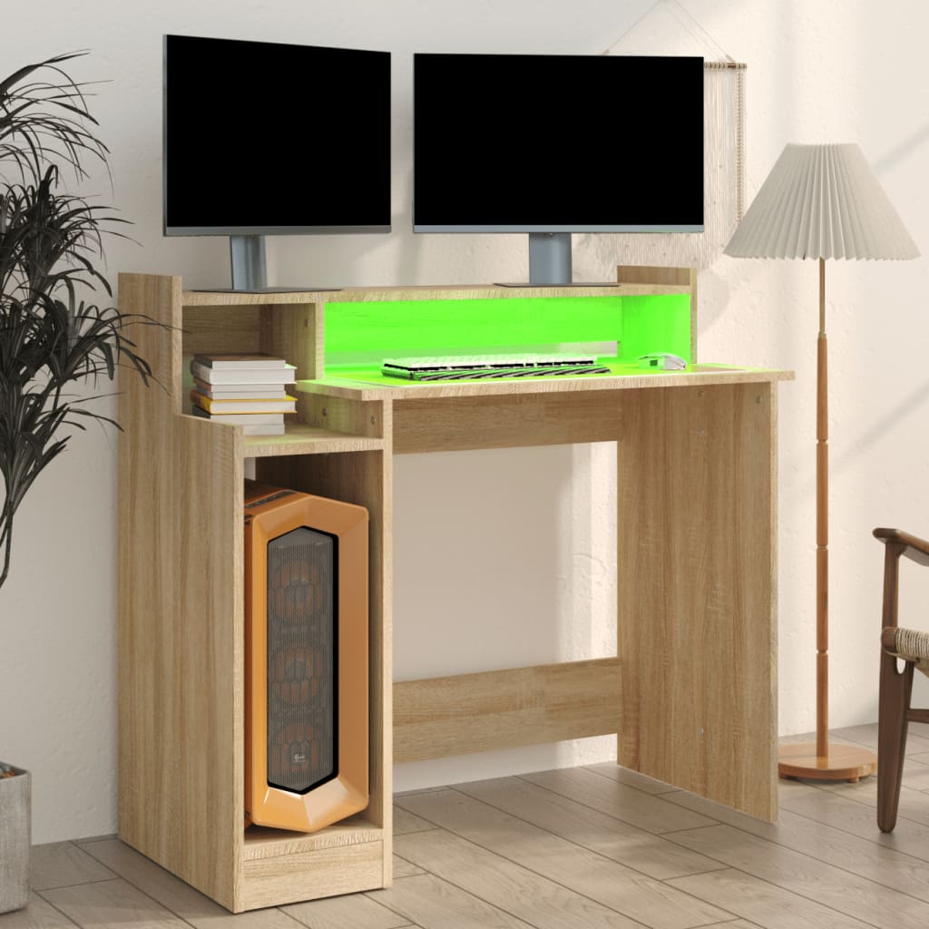 Sonoma Oak LED Desk 97x45x90 cm - Engineered Wood