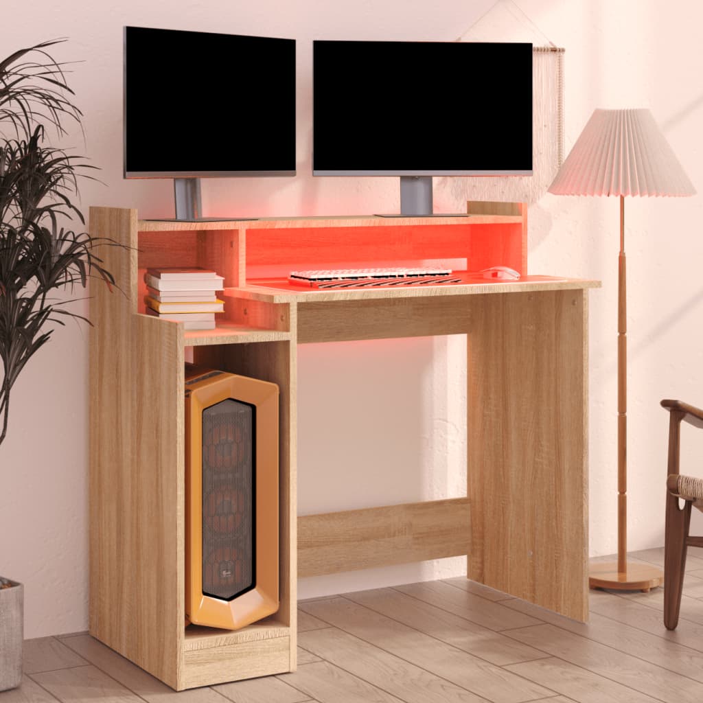 Sonoma Oak LED Desk 97x45x90 cm - Engineered Wood