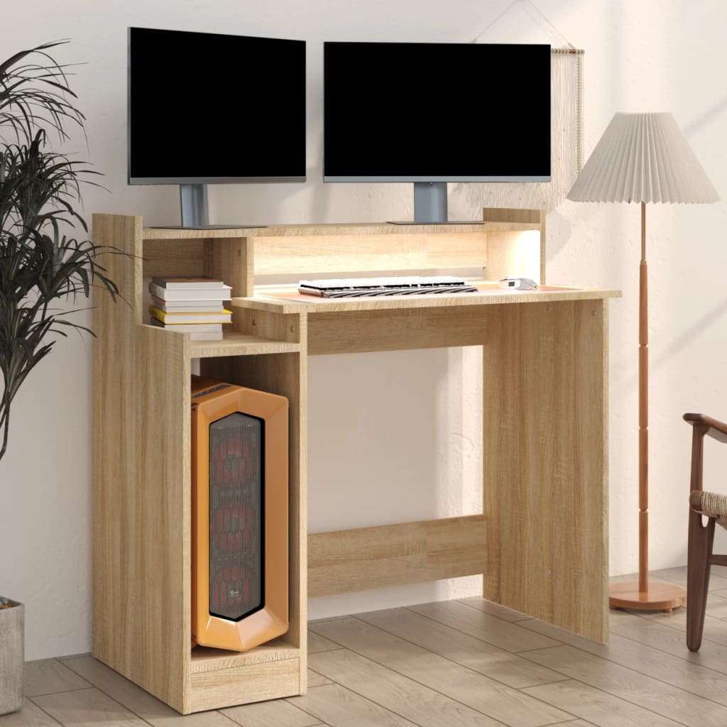 Sonoma Oak LED Desk 97x45x90 cm - Engineered Wood