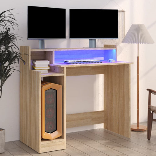 Sonoma Oak LED Desk 97x45x90 cm - Engineered Wood