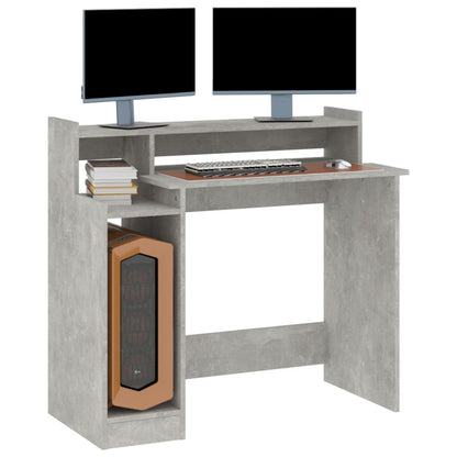 Concrete Grey Desk with LED Lights, 97x45x90 cm, Engineered Wood