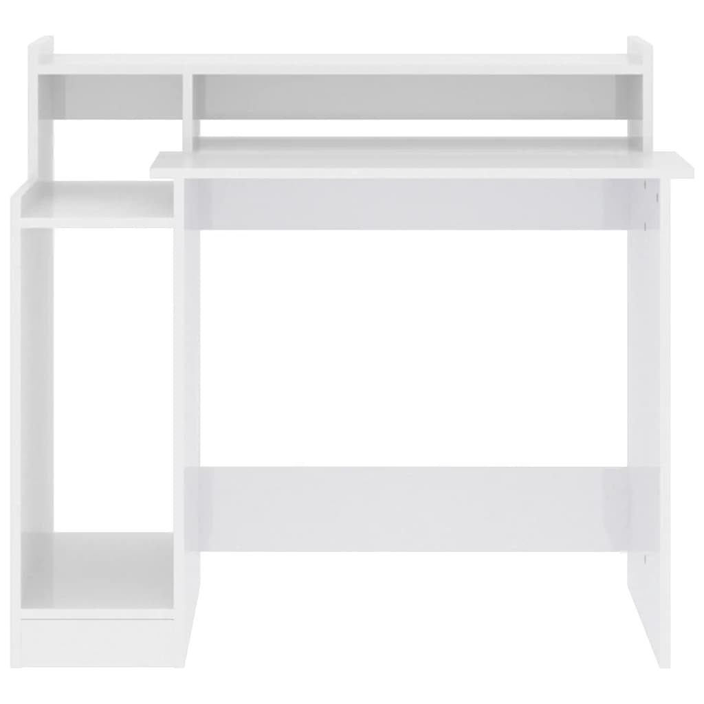 High Gloss White Desk w/ LED Lights - 97x45x90 cm Engineered Wood