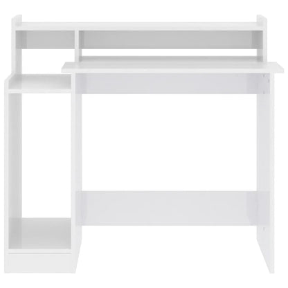 High Gloss White Desk w/ LED Lights - 97x45x90 cm Engineered Wood