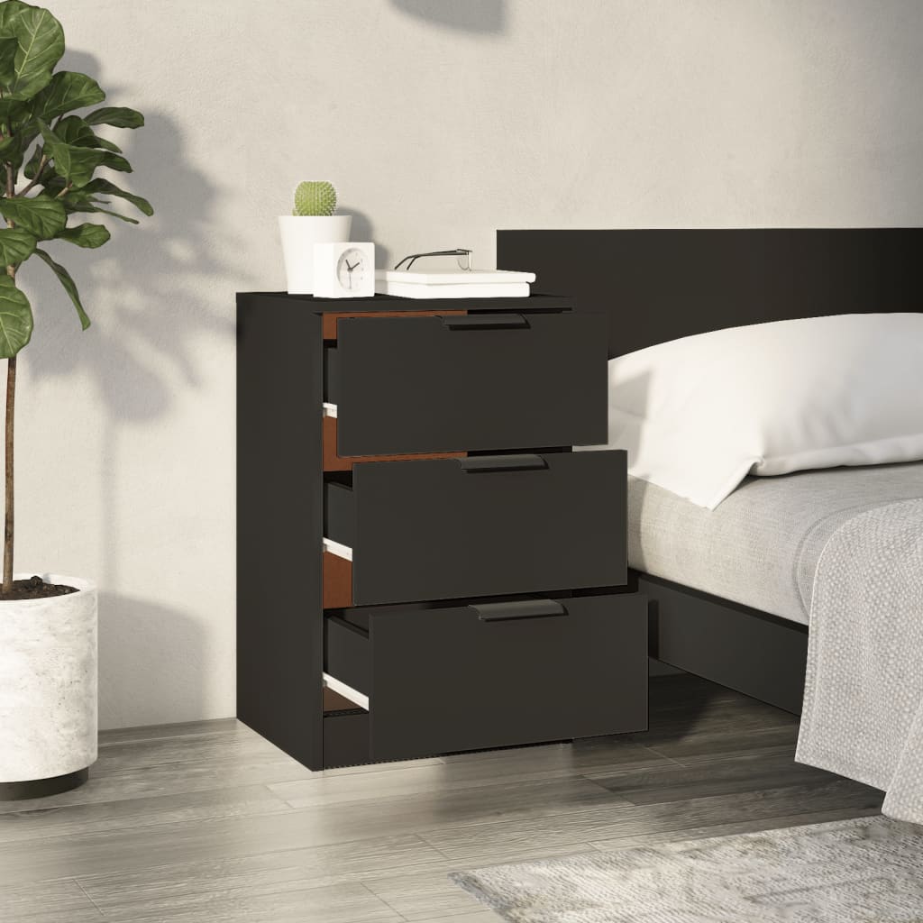Black Bedside Cabinet - 40x36x65 cm, Modern & Stylish Design