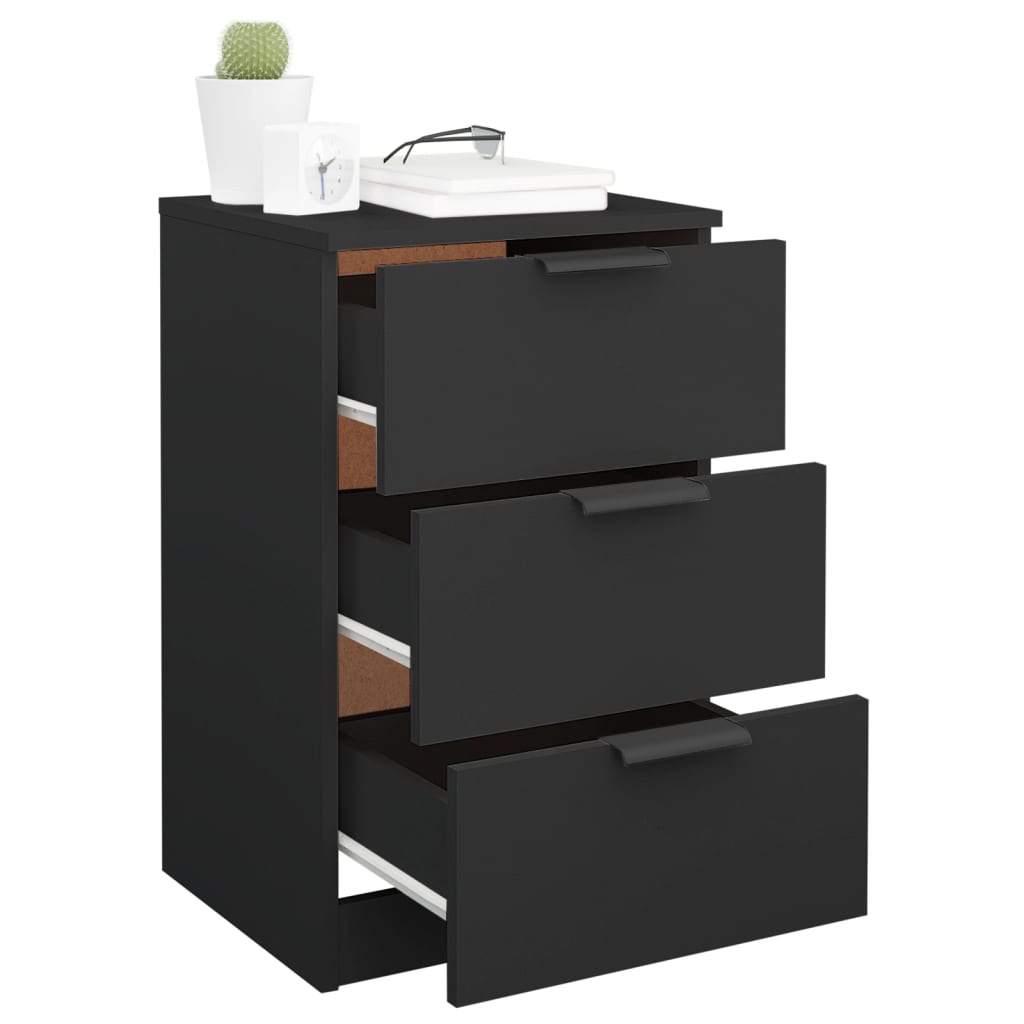 Black Bedside Cabinet - 40x36x65 cm, Modern & Stylish Design