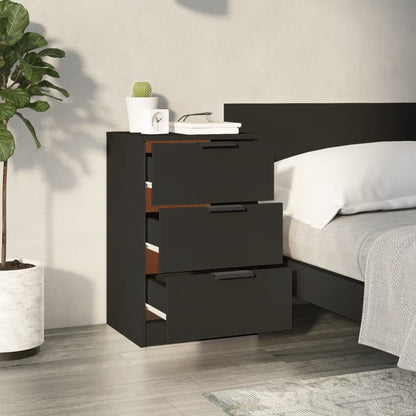 Black Bedside Cabinets Set of 2 - Sleek Design, 40x36x65 cm