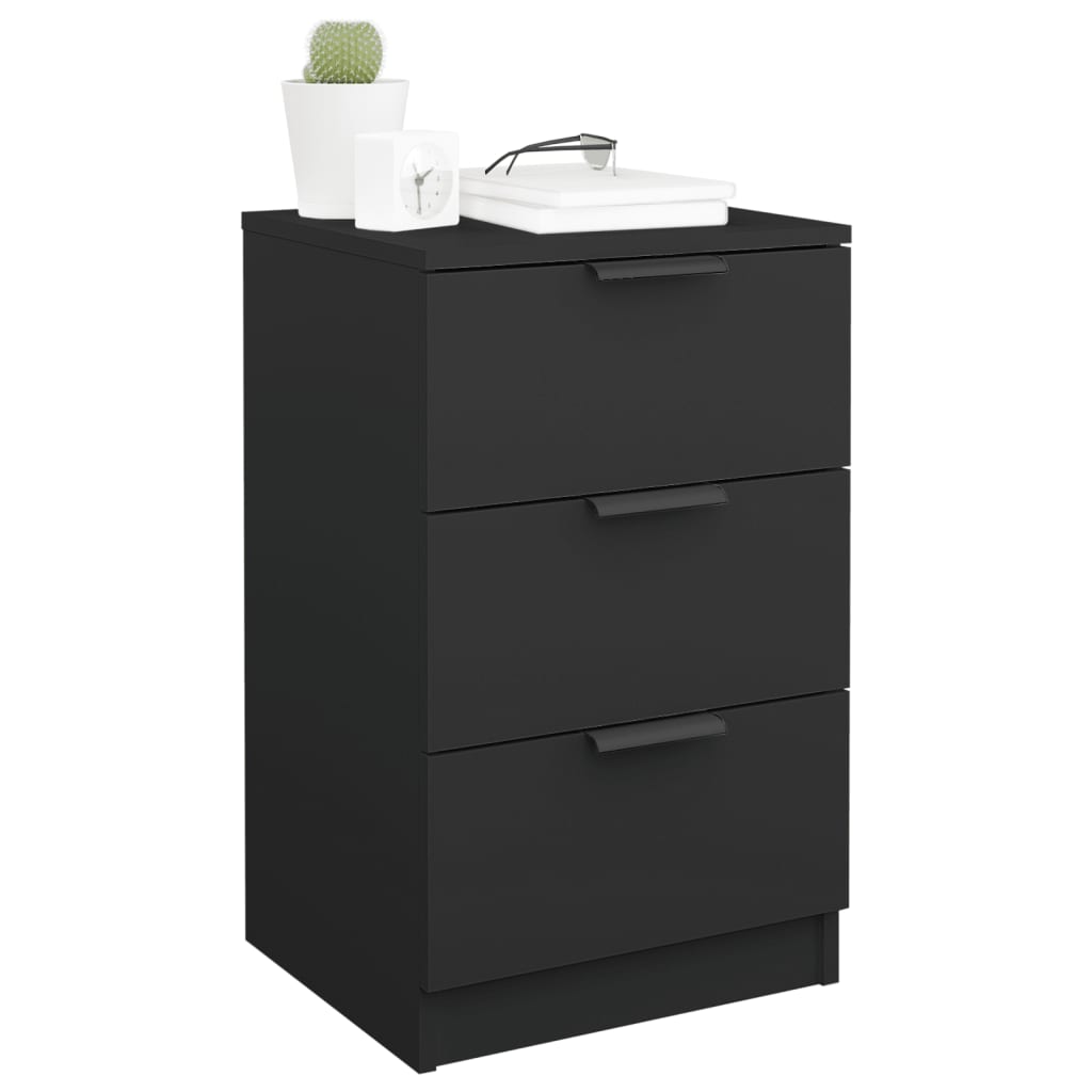 Black Bedside Cabinets Set of 2 - Sleek Design, 40x36x65 cm