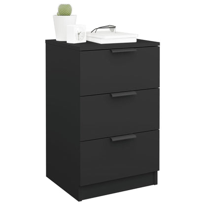 Black Bedside Cabinets Set of 2 - Sleek Design, 40x36x65 cm