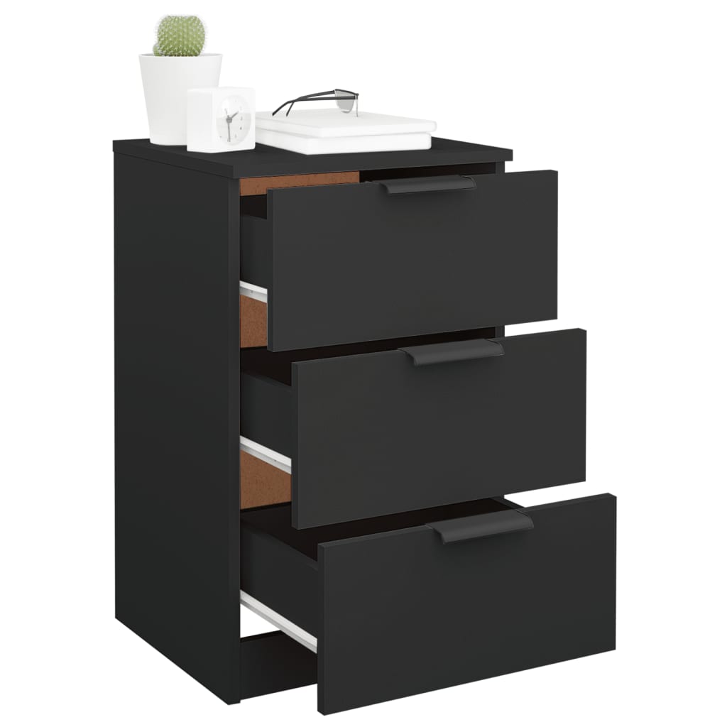 Black Bedside Cabinets Set of 2 - Sleek Design, 40x36x65 cm