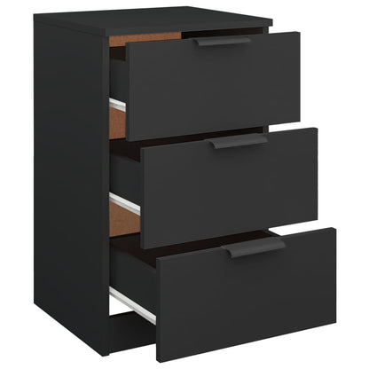 Black Bedside Cabinets Set of 2 - Sleek Design, 40x36x65 cm